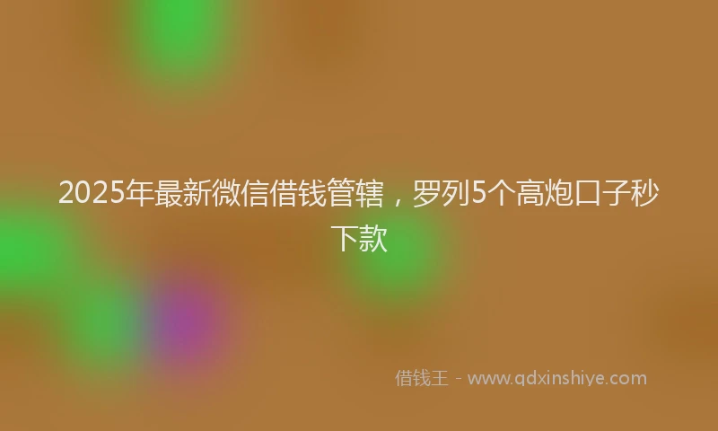 2025年最新微信借钱管辖，罗列5个高炮口子秒下款