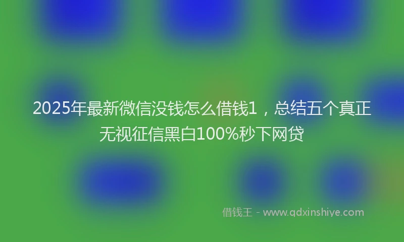 2025年最新微信没钱怎么借钱1，总结五个真正无视征信黑白100%秒下网贷