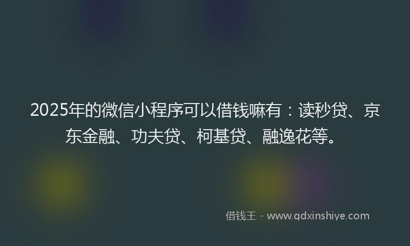 2025年的微信小程序可以借钱嘛有：读秒贷、京东金融、功夫贷、柯基贷、融逸花等。