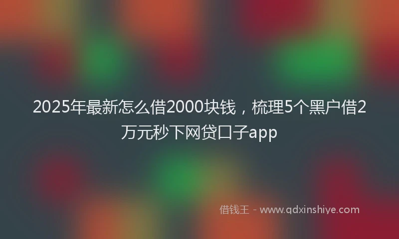 2025年最新怎么借2000块钱，梳理5个黑户借2万元秒下网贷口子app