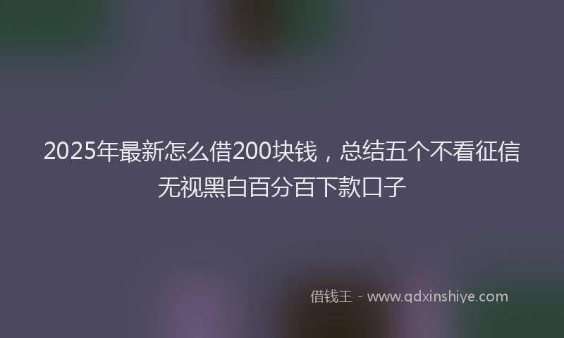 2025年最新怎么借200块钱，总结五个不看征信无视黑白百分百下款口子