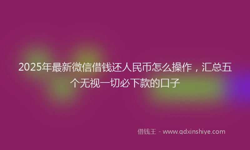 2025年最新微信借钱还人民币怎么操作，汇总五个无视一切必下款的口子