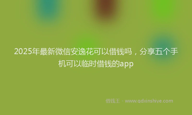 2025年最新微信安逸花可以借钱吗，分享五个手机可以临时借钱的app
