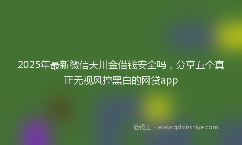 2025年最新微信天川金借钱安全吗，分享五个真正无视风控黑白的网贷app