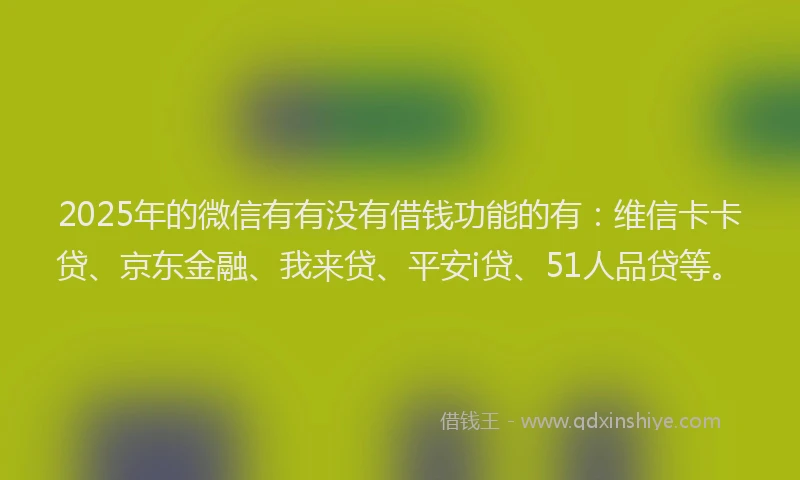 2025年的微信有有没有借钱功能的有：维信卡卡贷、京东金融、我来贷、平安i贷、51人品贷等。