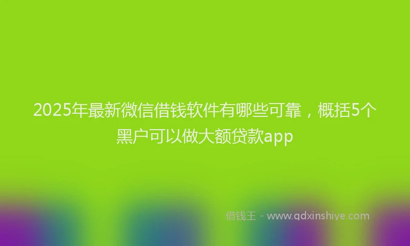 2025年最新微信借钱软件有哪些可靠，概括5个黑户可以做大额贷款app