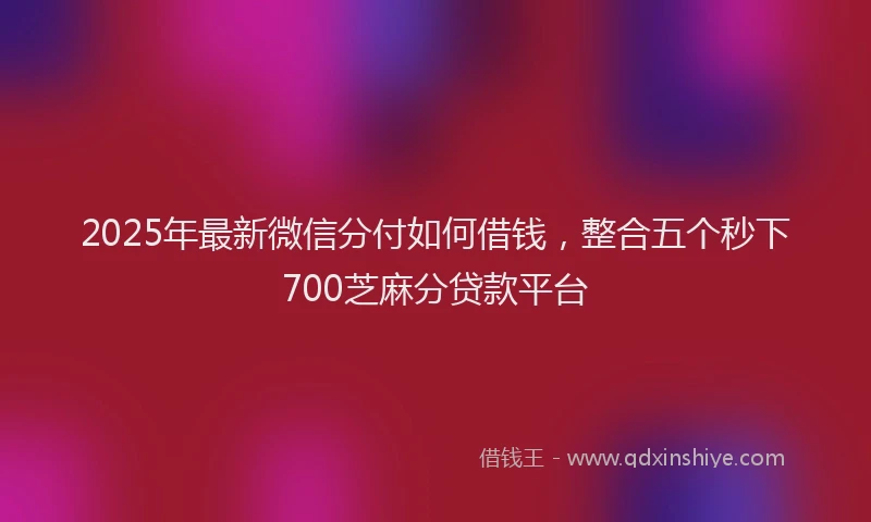 2025年最新微信分付如何借钱，整合五个秒下700芝麻分贷款平台