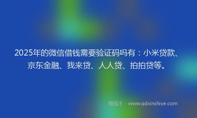 2025年的微信借钱需要验证码吗有：小米贷款、京东金融、我来贷、人人贷、拍拍贷等。