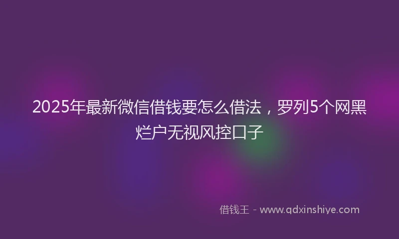 2025年最新微信借钱要怎么借法，罗列5个网黑烂户无视风控口子