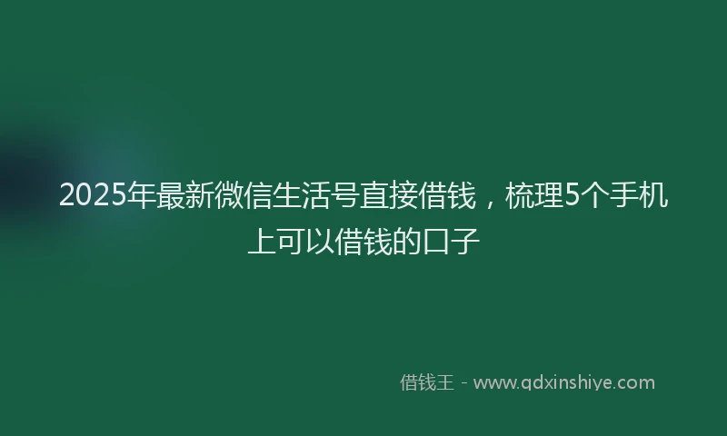 2025年最新微信生活号直接借钱，梳理5个手机上可以借钱的口子