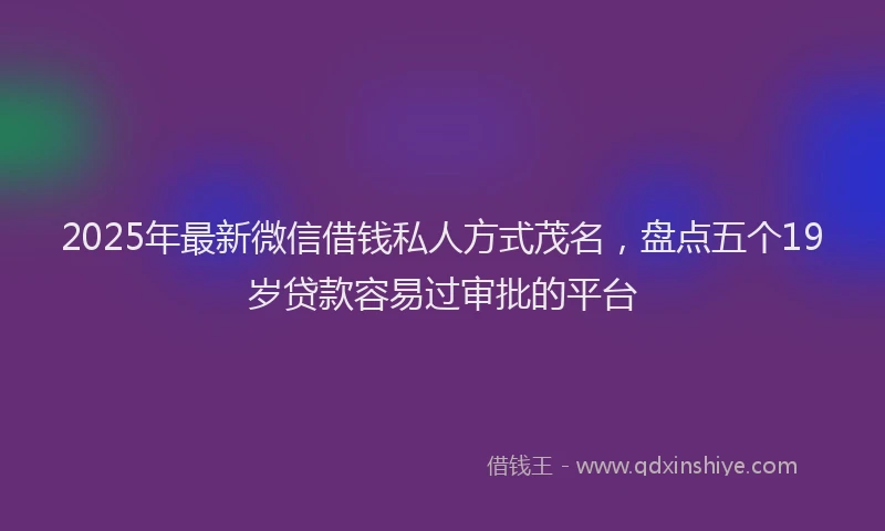 2025年最新微信借钱私人方式茂名，盘点五个19岁贷款容易过审批的平台