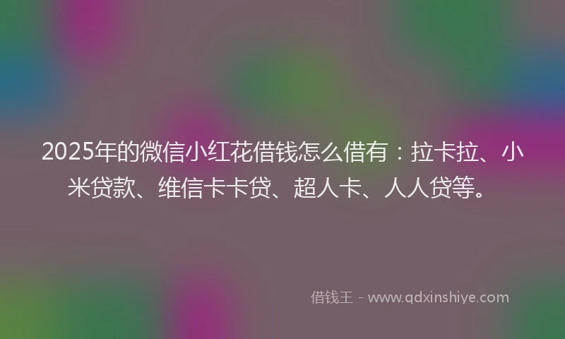 2025年的微信小红花借钱怎么借有：拉卡拉、小米贷款、维信卡卡贷、超人卡、人人贷等。