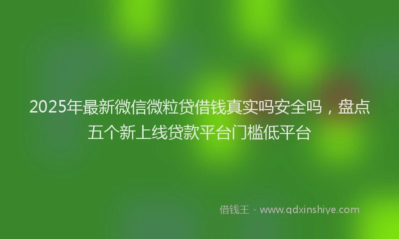 2025年最新微信微粒贷借钱真实吗安全吗，盘点五个新上线贷款平台门槛低平台