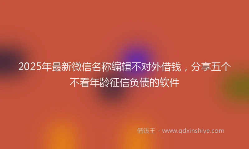 2025年最新微信名称编辑不对外借钱，分享五个不看年龄征信负债的软件