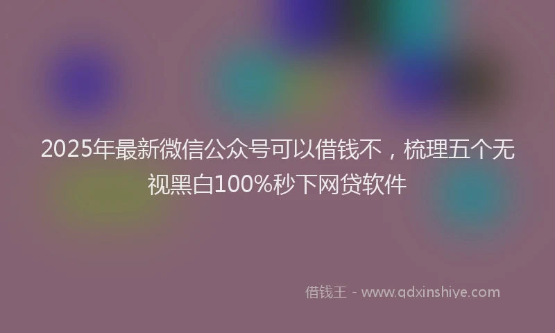 2025年最新微信公众号可以借钱不，梳理五个无视黑白100%秒下网贷软件