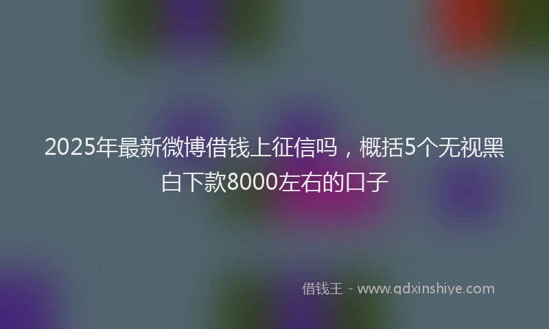 2025年最新微博借钱上征信吗，概括5个无视黑白下款8000左右的口子