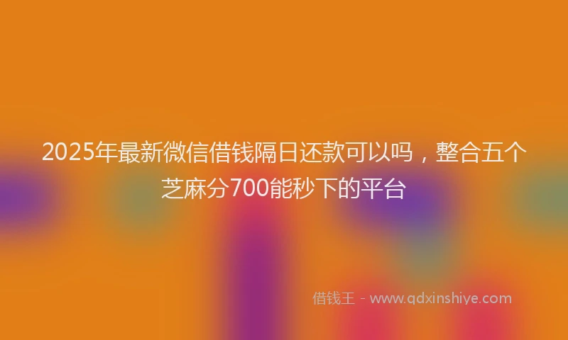 2025年最新微信借钱隔日还款可以吗，整合五个芝麻分700能秒下的平台