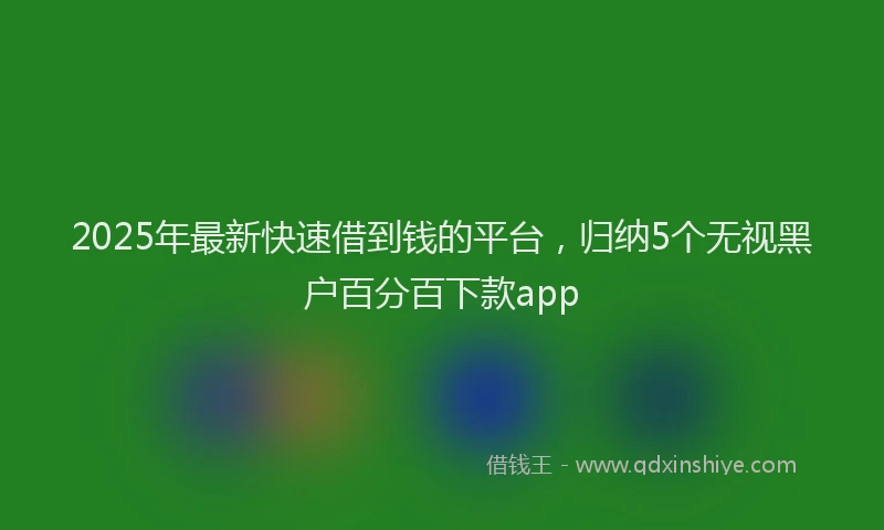 2025年最新快速借到钱的平台，归纳5个无视黑户百分百下款app