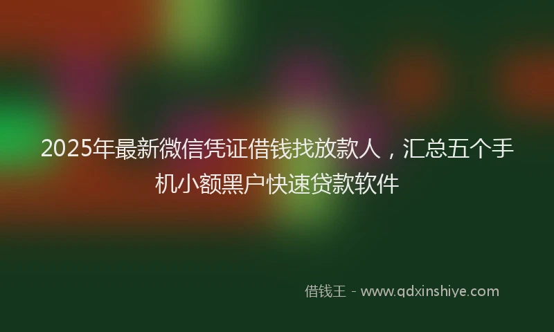 2025年最新微信凭证借钱找放款人，汇总五个手机小额黑户快速贷款软件