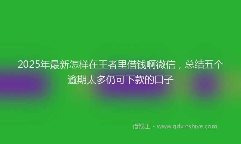 2025年最新怎样在王者里借钱啊微信，总结五个逾期太多仍可下款的口子