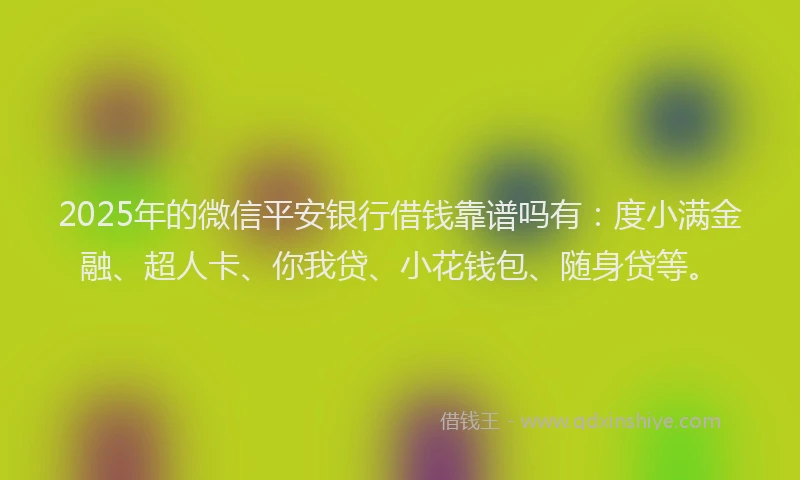 2025年的微信平安银行借钱靠谱吗有：度小满金融、超人卡、你我贷、小花钱包、随身贷等。