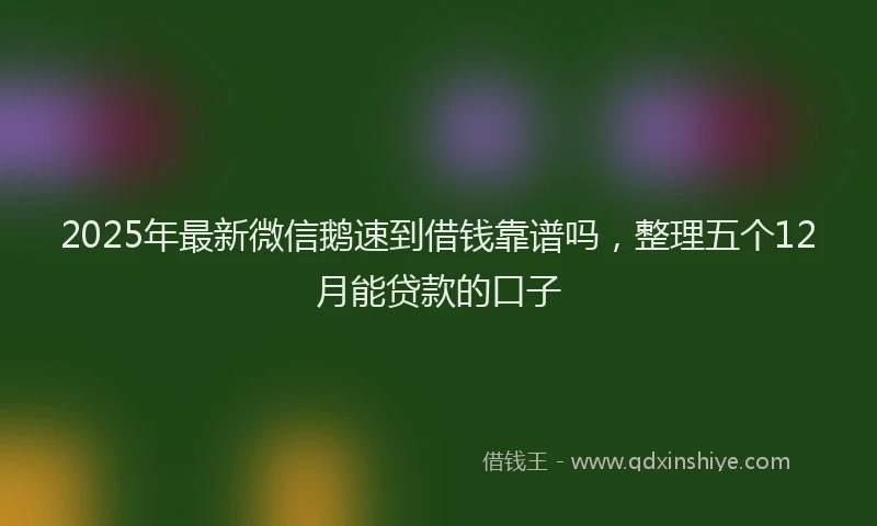 2025年最新微信鹅速到借钱靠谱吗，整理五个12月能贷款的口子