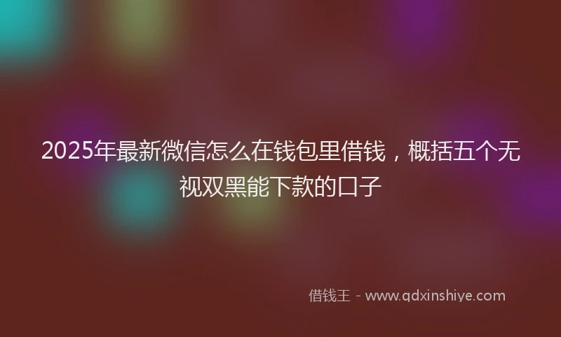 2025年最新微信怎么在钱包里借钱，概括五个无视双黑能下款的口子