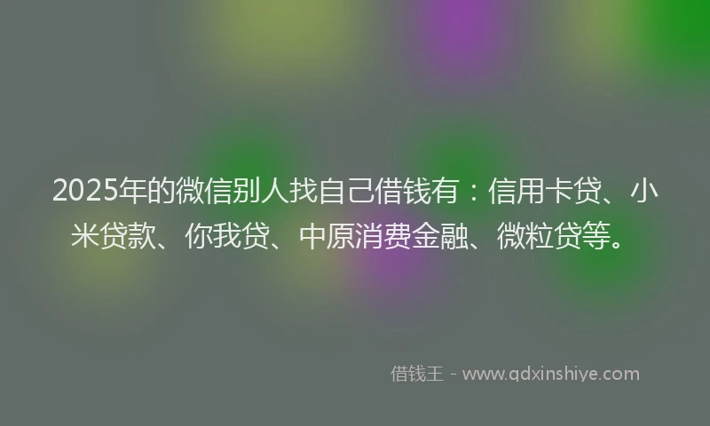 2025年的微信别人找自己借钱有：信用卡贷、小米贷款、你我贷、中原消费金融、微粒贷等。