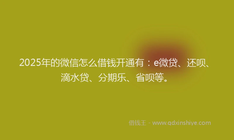 2025年的微信怎么借钱开通有：e微贷、还呗、滴水贷、分期乐、省呗等。