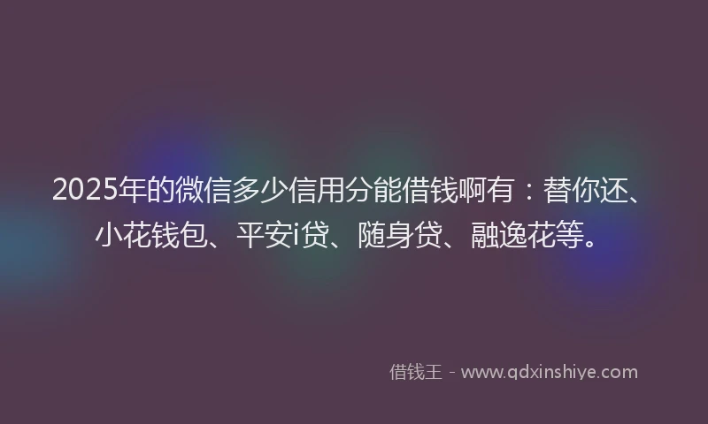 2025年的微信多少信用分能借钱啊有：替你还、小花钱包、平安i贷、随身贷、融逸花等。