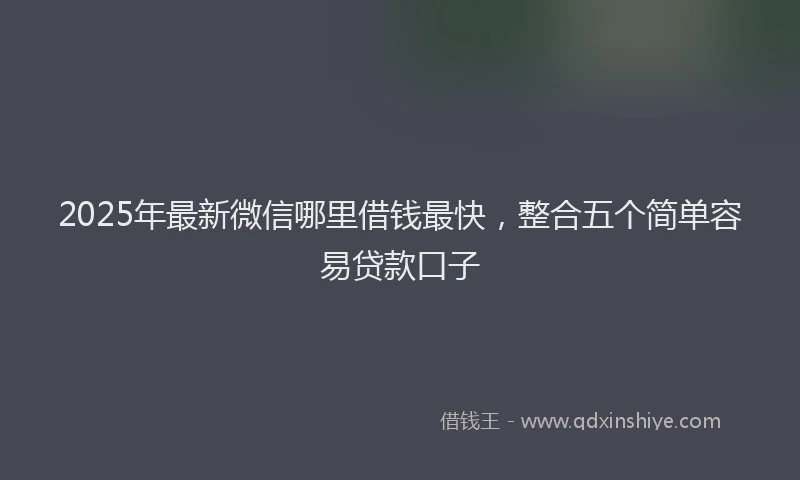 2025年最新微信哪里借钱最快，整合五个简单容易贷款口子