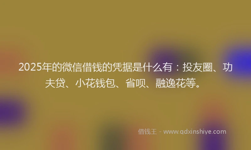 2025年的微信借钱的凭据是什么有：投友圈、功夫贷、小花钱包、省呗、融逸花等。