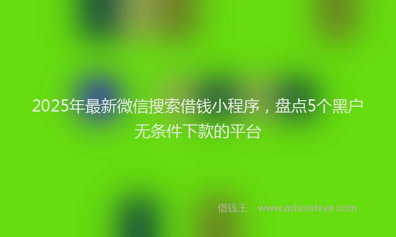 2025年最新微信搜索借钱小程序，盘点5个黑户无条件下款的平台