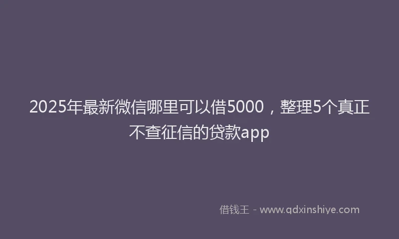 2025年最新微信哪里可以借5000，整理5个真正不查征信的贷款app