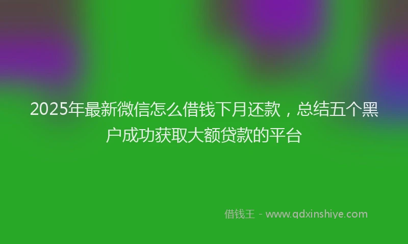 2025年最新微信怎么借钱下月还款，总结五个黑户成功获取大额贷款的平台