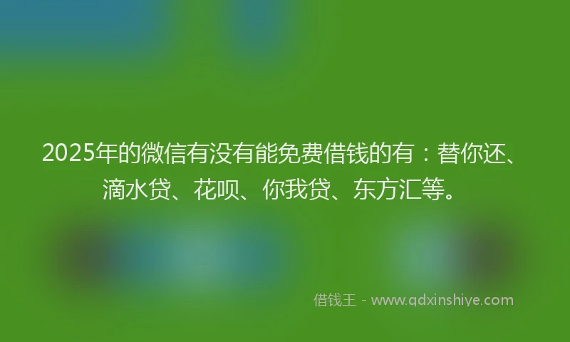 2025年的微信有没有能免费借钱的有：替你还、滴水贷、花呗、你我贷、东方汇等。