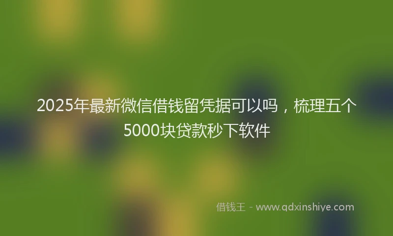 2025年最新微信借钱留凭据可以吗，梳理五个5000块贷款秒下软件