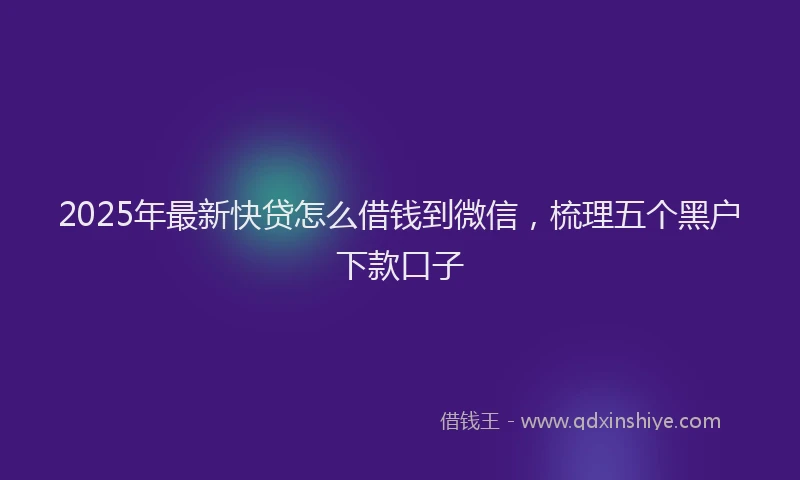 2025年最新快贷怎么借钱到微信，梳理五个黑户下款口子