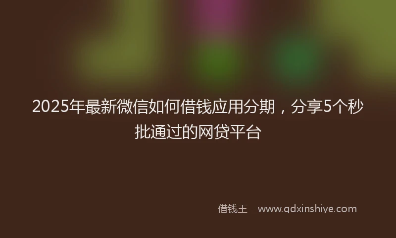 2025年最新微信如何借钱应用分期，分享5个秒批通过的网贷平台
