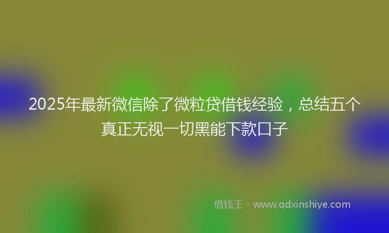2025年最新微信除了微粒贷借钱经验，总结五个真正无视一切黑能下款口子