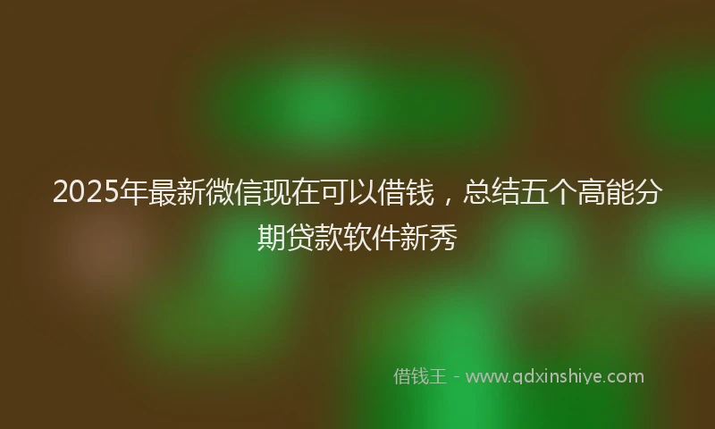 2025年最新微信现在可以借钱，总结五个高能分期贷款软件新秀