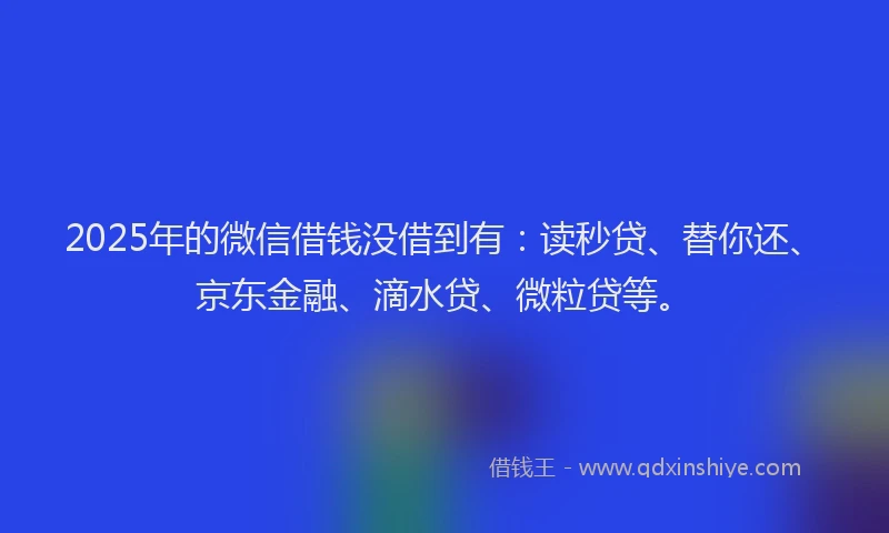 2025年的微信借钱没借到有：读秒贷、替你还、京东金融、滴水贷、微粒贷等。