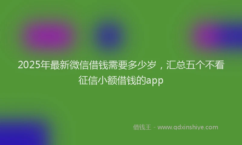 2025年最新微信借钱需要多少岁，汇总五个不看征信小额借钱的app
