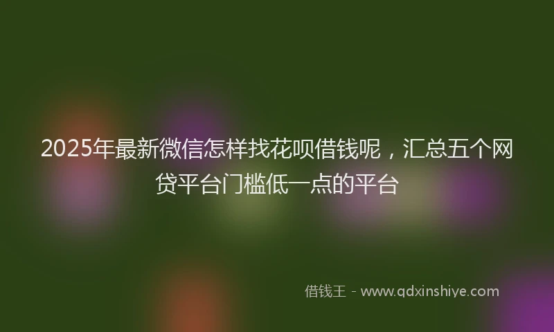 2025年最新微信怎样找花呗借钱呢，汇总五个网贷平台门槛低一点的平台