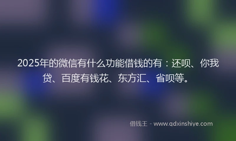 2025年的微信有什么功能借钱的有：还呗、你我贷、百度有钱花、东方汇、省呗等。