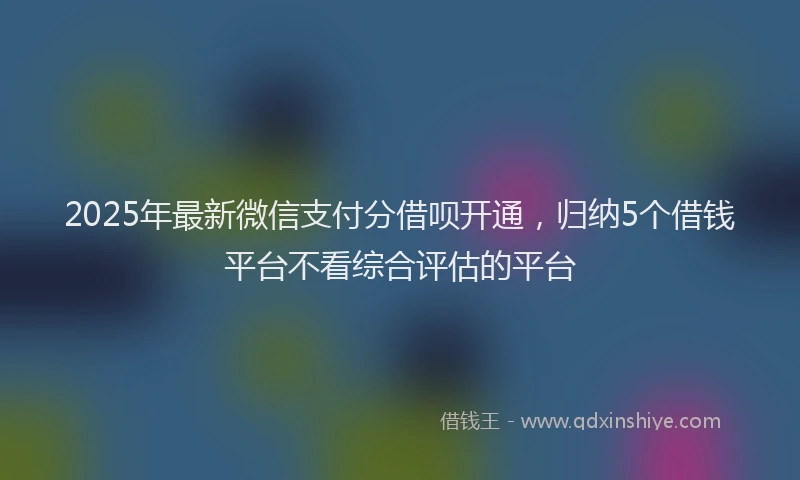 2025年最新微信支付分借呗开通，归纳5个借钱平台不看综合评估的平台