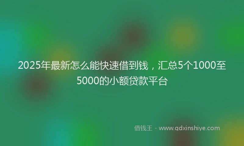 2025年最新怎么能快速借到钱，汇总5个1000至5000的小额贷款平台