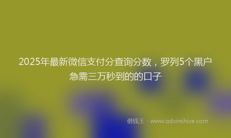 2025年最新微信支付分查询分数，罗列5个黑户急需三万秒到的的口子