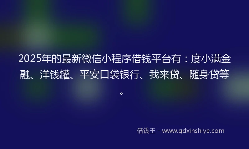 2025年的最新微信小程序借钱平台有：度小满金融、洋钱罐、平安口袋银行、我来贷、随身贷等。