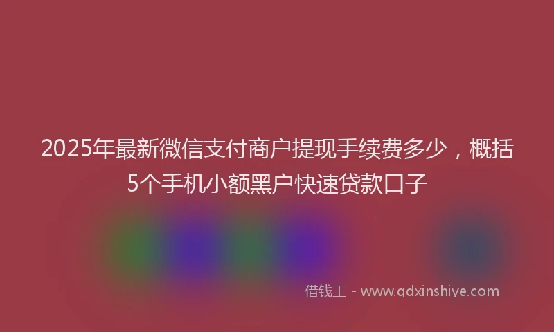 2025年最新微信支付商户提现手续费多少，概括5个手机小额黑户快速贷款口子